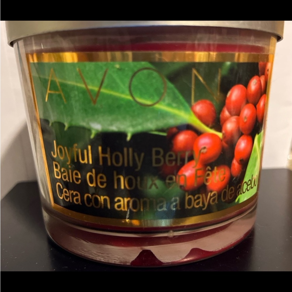 Vintage Avon Festive Christmas Holly Berry Candle - 3 Wicks